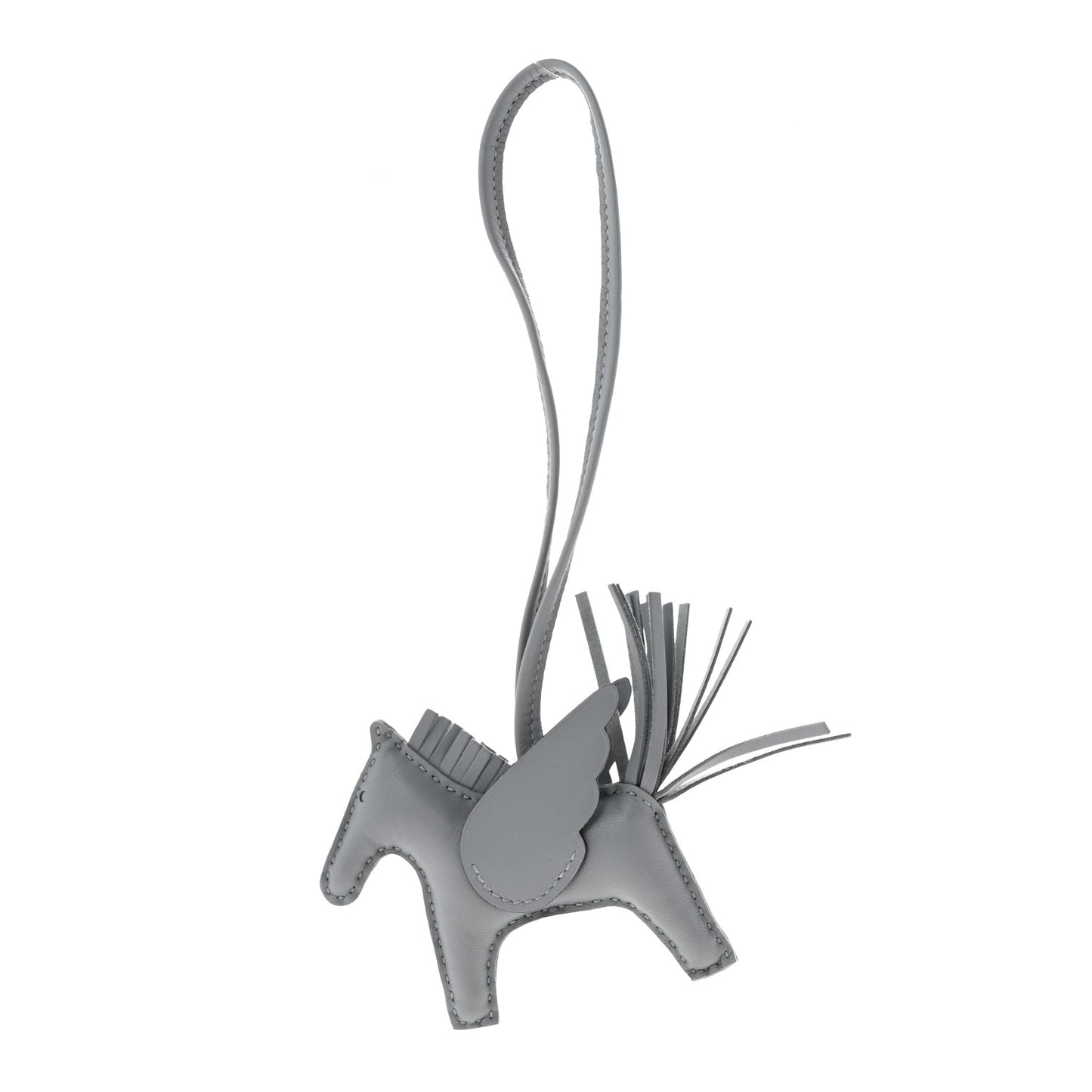 Milo Lambskin Grigri Rodeo Pegase Horse Bag Charm PM Gris Pantin