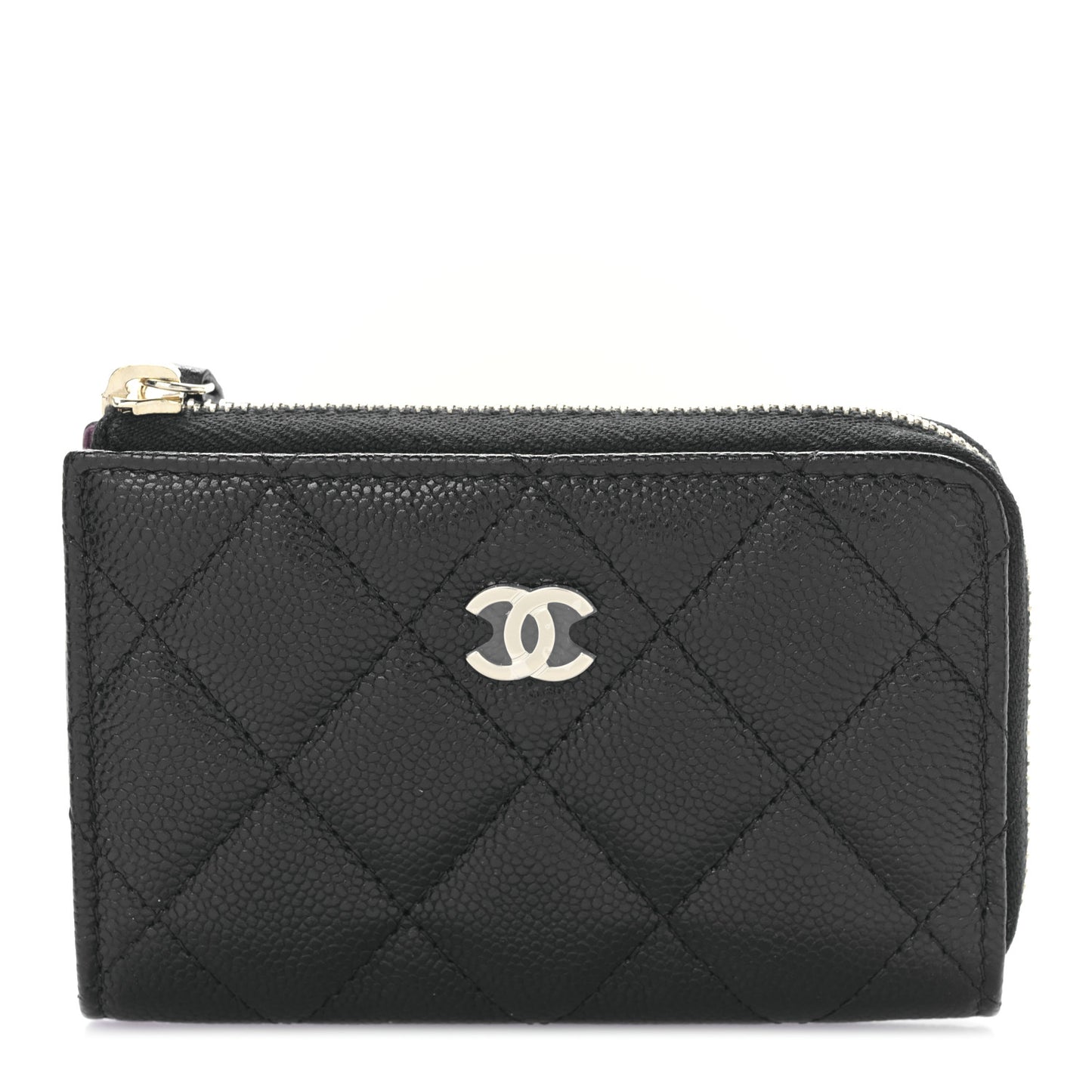 Caviar Quilted Zipped Key Holder Case Black