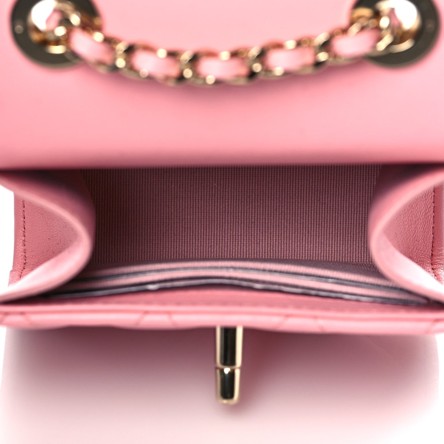 Lambskin Quilted Mini Trendy CC Clutch With Chain Pink