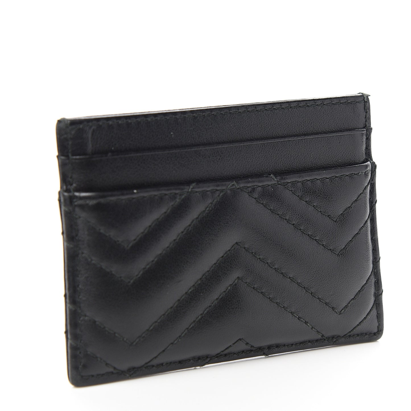 Calfskin Matelasse GG Marmont Card Holder Black