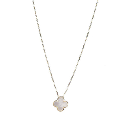 Van Cleef & Arpels 18K Yellow Gold Mother of Pearl Vintage Alhambra Pendant Necklace 1 of 6