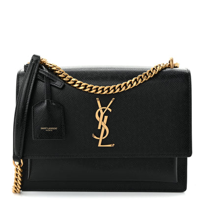 Saint Laurent Coated Bark Calfskin Medium Monogram Sunset Black 1 of 10