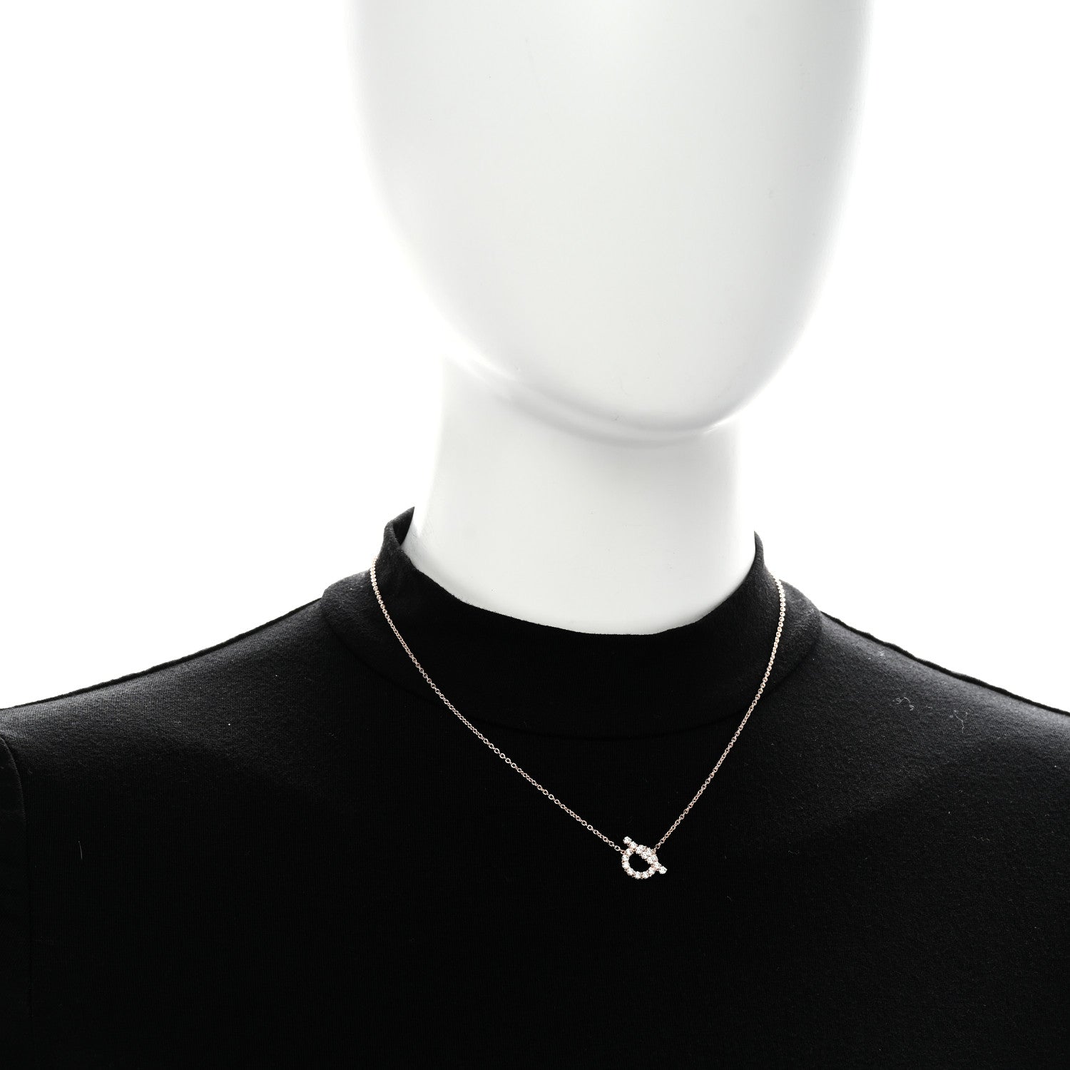 Hermes 18K Rose Gold Diamond Finesse Pendant Necklace 2 of 5