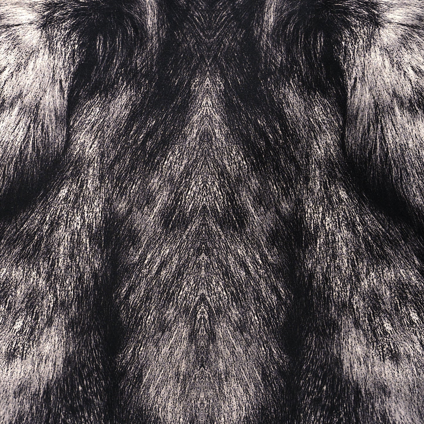 Silk Fur Print Zip Pouch Black Grey