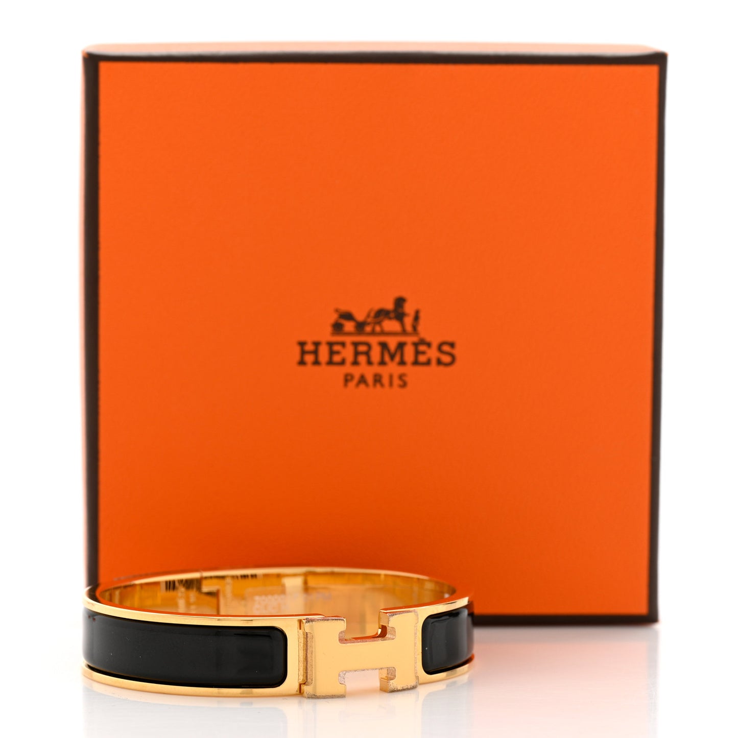 Enamel Narrow Clic Clac H Bracelet PM Black