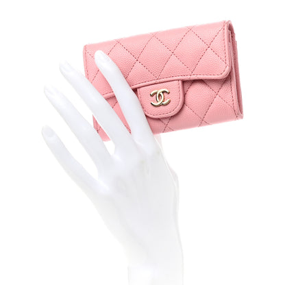 Chanel Caviar Quilted Flap Card Holder Wallet Pink 2 of 9