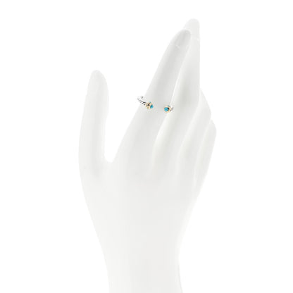 David Yurman Sterling Silver 14K Yellow Gold Diamond Turquoise Renaissance Ring 54 6.75 2 of 4