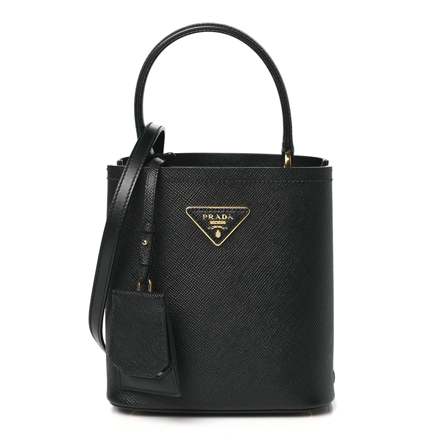Prada Saffiano Cuir Small Panier Bucket Bag Black 1 of 9