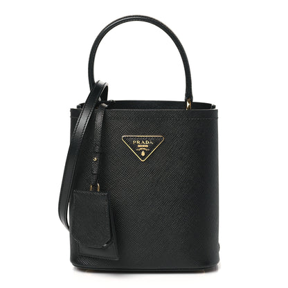 Prada Saffiano Cuir Small Panier Bucket Bag Black 1 of 9
