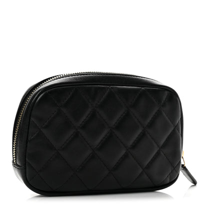 Chanel Lambskin Quilted Small Curvy Pouch Cosmetic Case Black 3 of 8