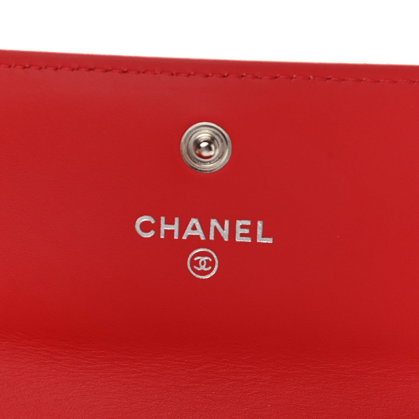 Patent Quilted Double Stitched Flap Card Holder Red