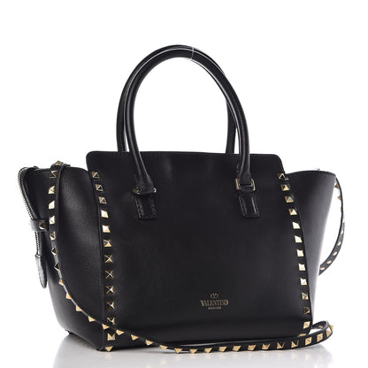 Valentino Garavani Vitello Small Rockstud Double Handle Tote Black 3 of 10