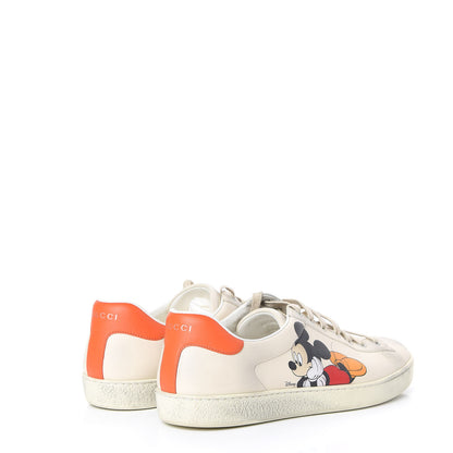 Gucci X DISNEY Miro Soft Calfskin Mickey Mouse Print Mens Ace Sneakers 11 Ivory Deep Orange 4 of 14