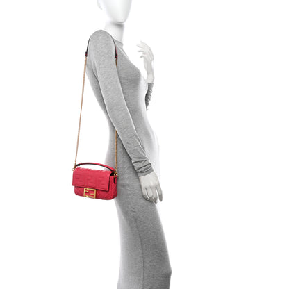 Fendi Nappa FF 1974 Embossed Mini Baguette Lampone 2 of 12