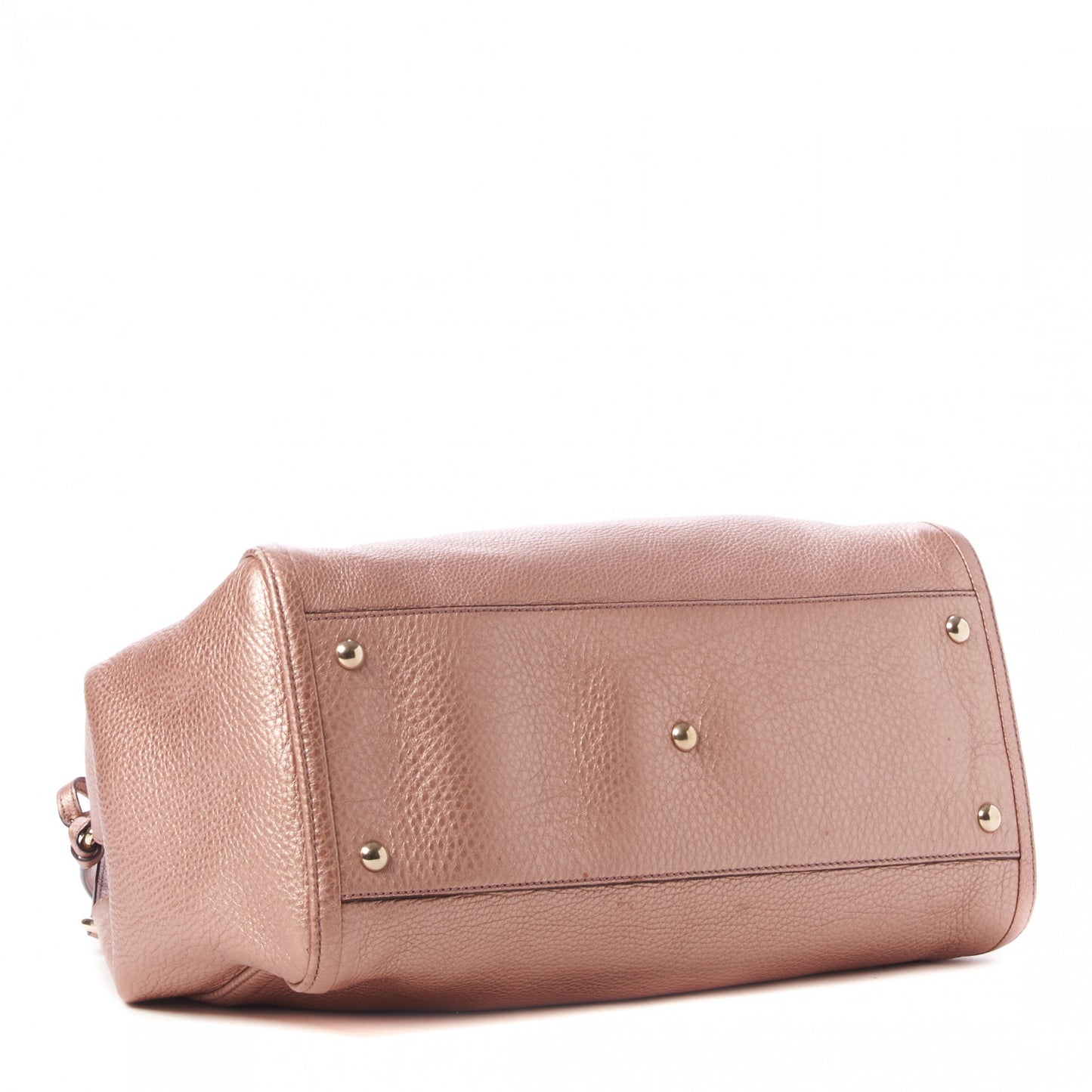 Metallic Pebbled Calfskin Medium Soho Shoulder Bag Pink