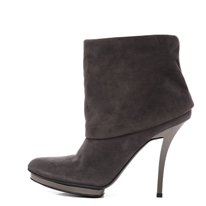 Gucci Suede Platform Foldover Ankle Boots 37.5 Grey 1 of 8