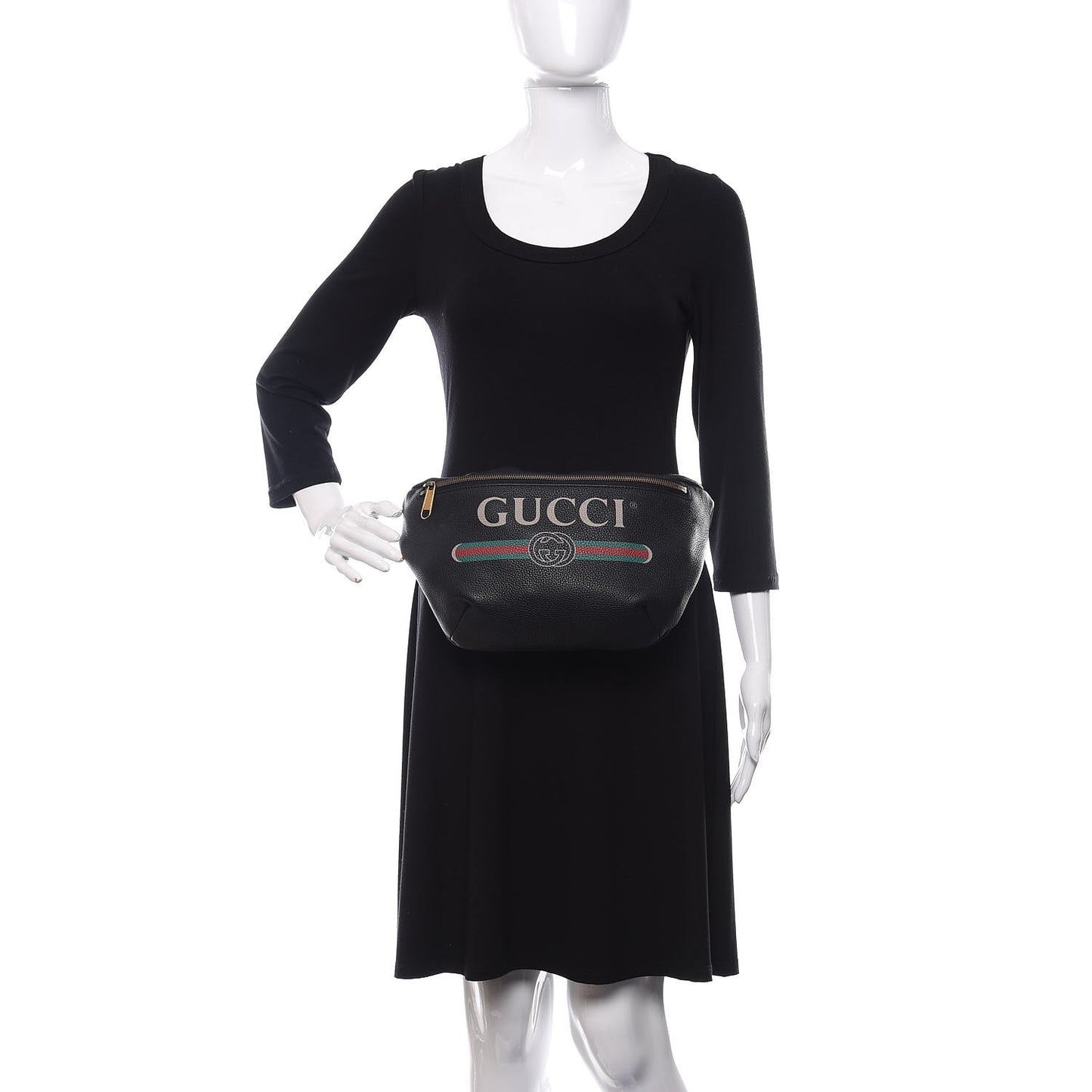 Grained Calfskin Logo Belt Bag Black