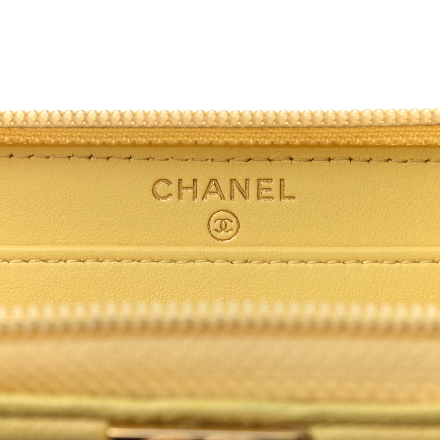Caviar Chevron Quilted Zip Around Boy Wallet Yellow