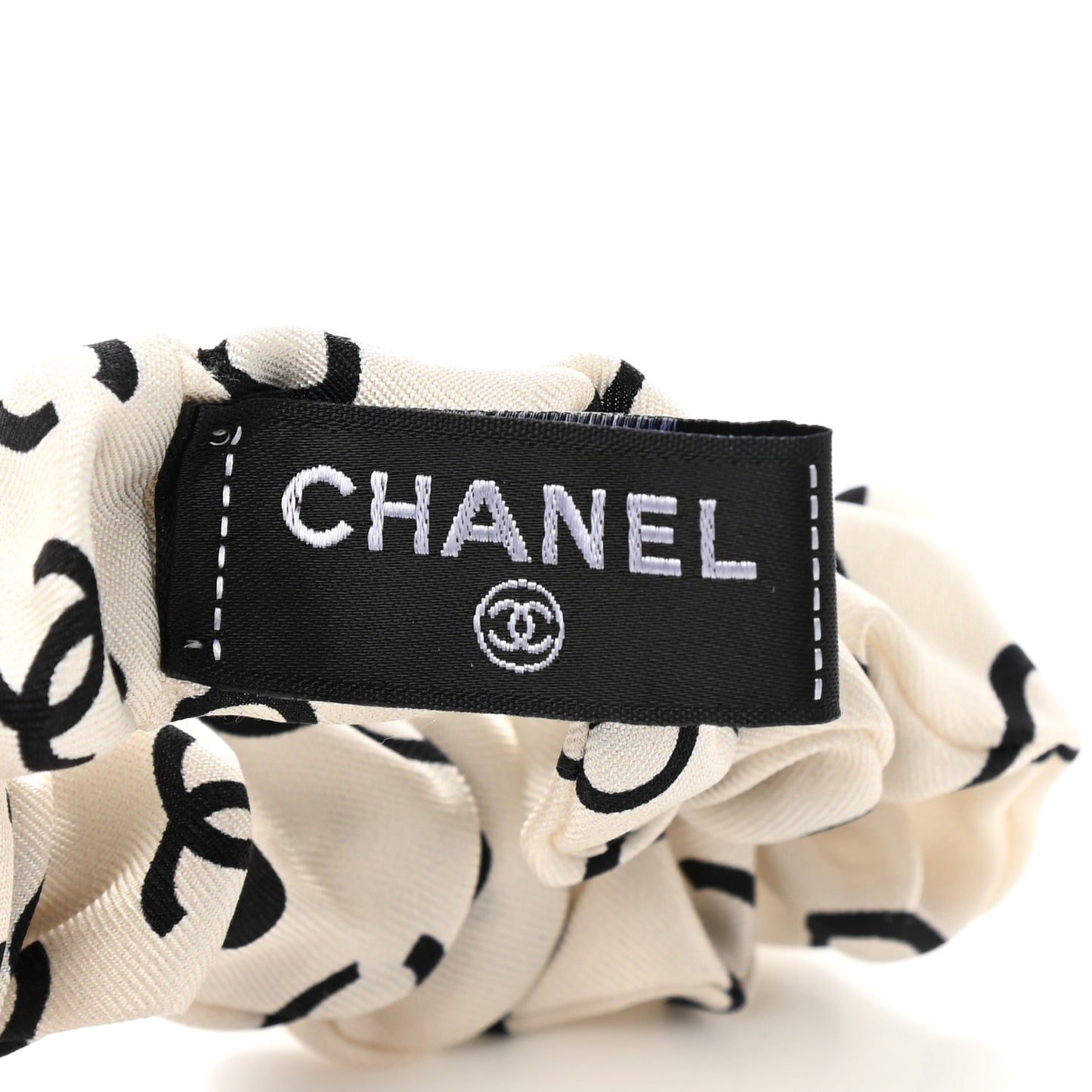 Silk CC Hair Tie Ivory Black