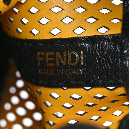 Fendi Vitello Liberty Glossy Lambskin F is Fendi Perforated Mini Mon Tresor Bucket Bag Sand Mimosa Black 7 of 9