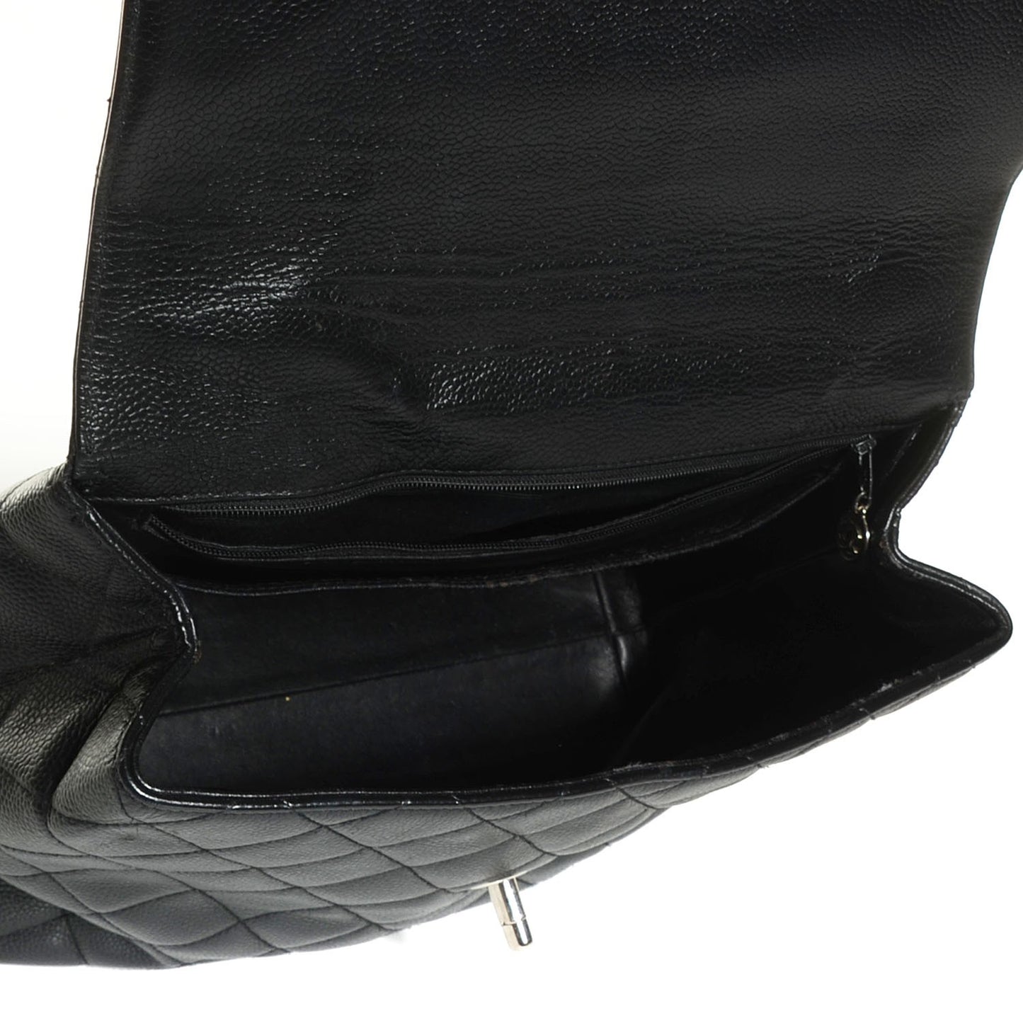 Caviar Quilted Jumbo Kelly Flap Black