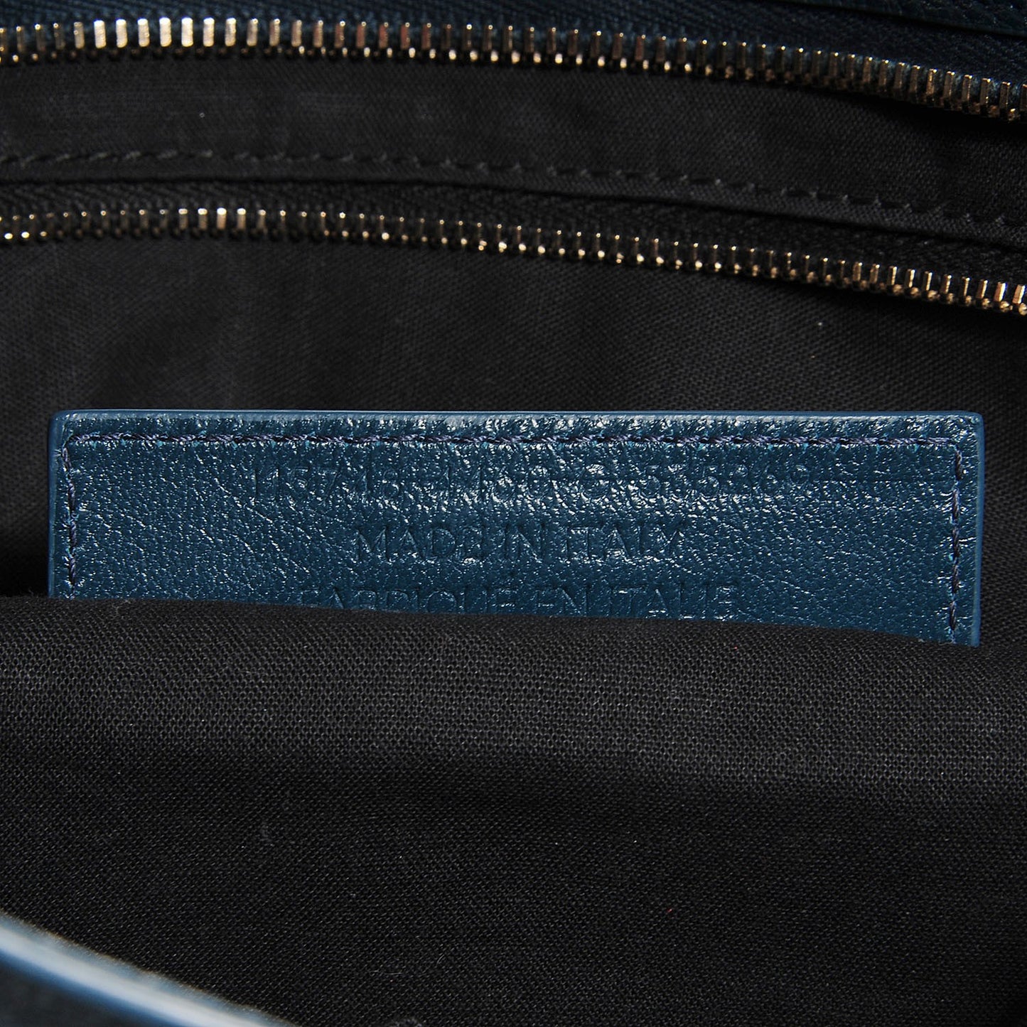Chevre Gold Metallic Edge Hardware City Bleu Paon