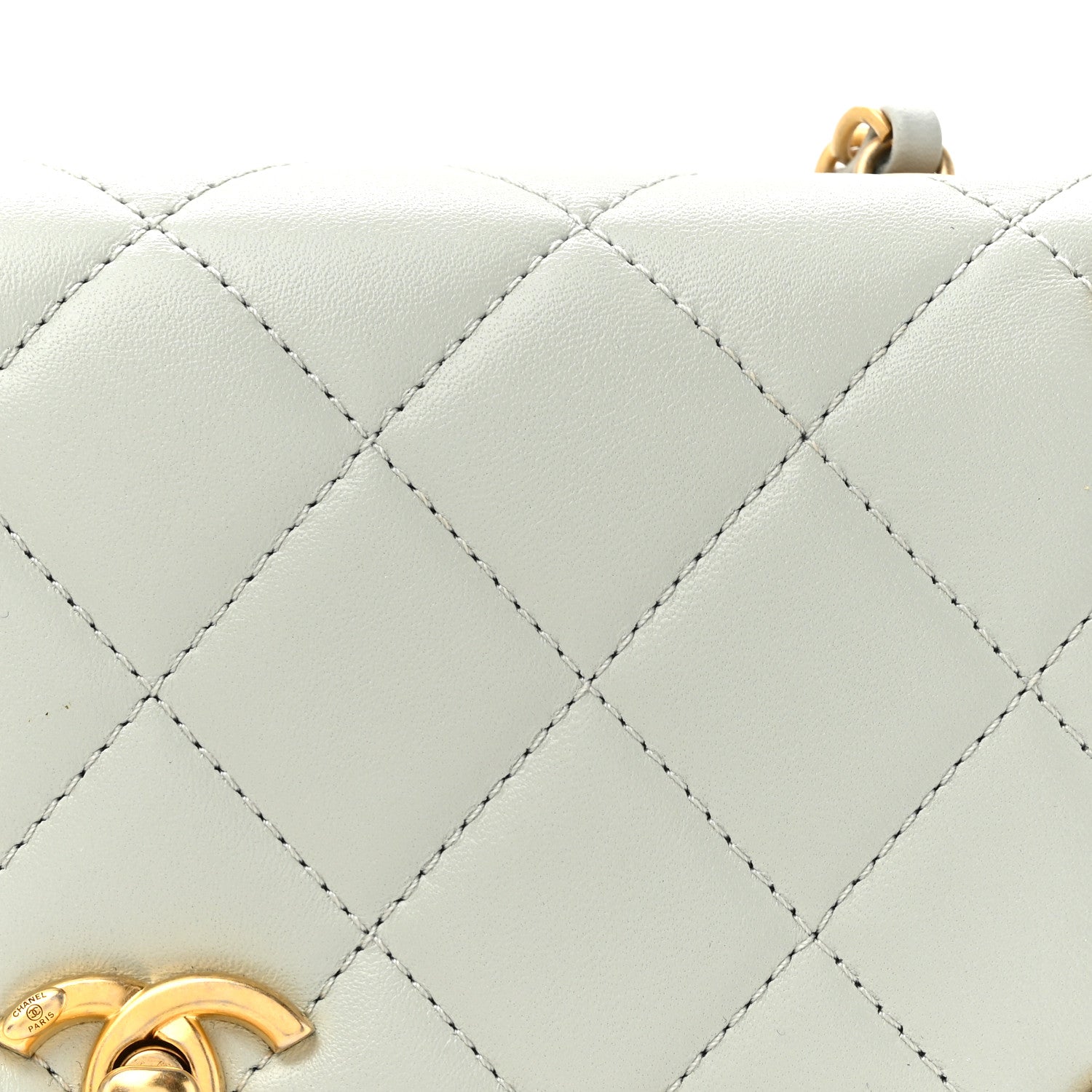 Chanel Lambskin Enamel Strass Quilted Mini Paris Monaco Flap Light Grey Light Grey 8 of 11