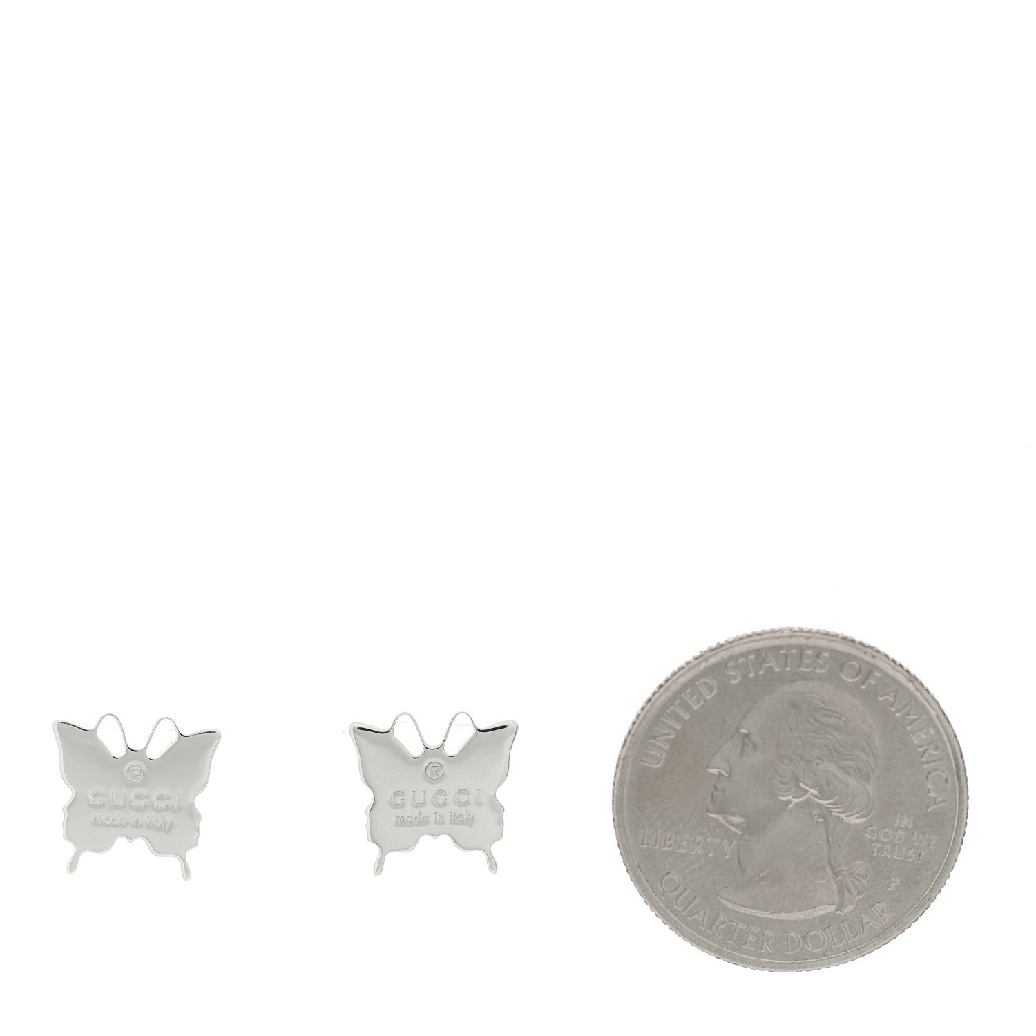 Gucci Sterling Silver Trademark Butterfly Stud Earrings 2 of 5