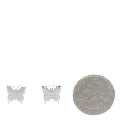 Gucci Sterling Silver Trademark Butterfly Stud Earrings 2 of 5