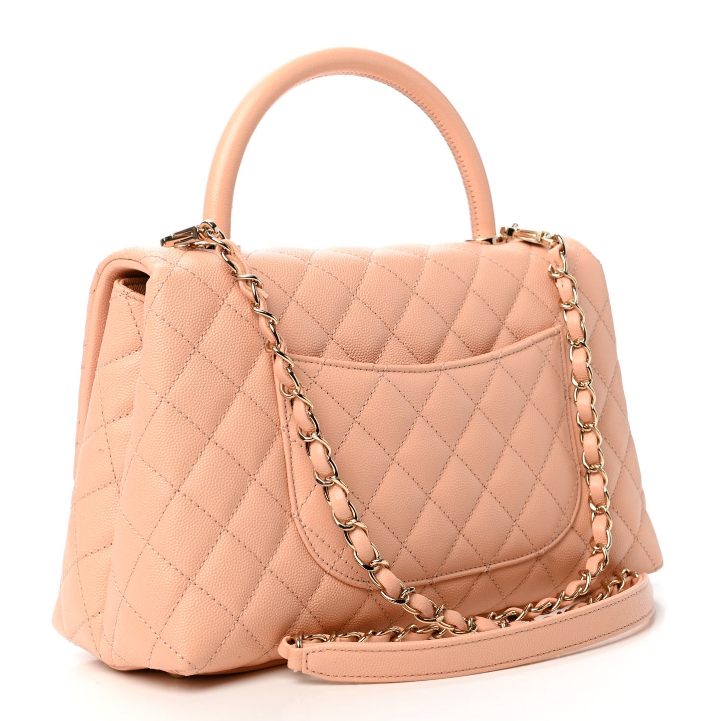 Caviar Quilted Small Coco Handle Flap Light Pink