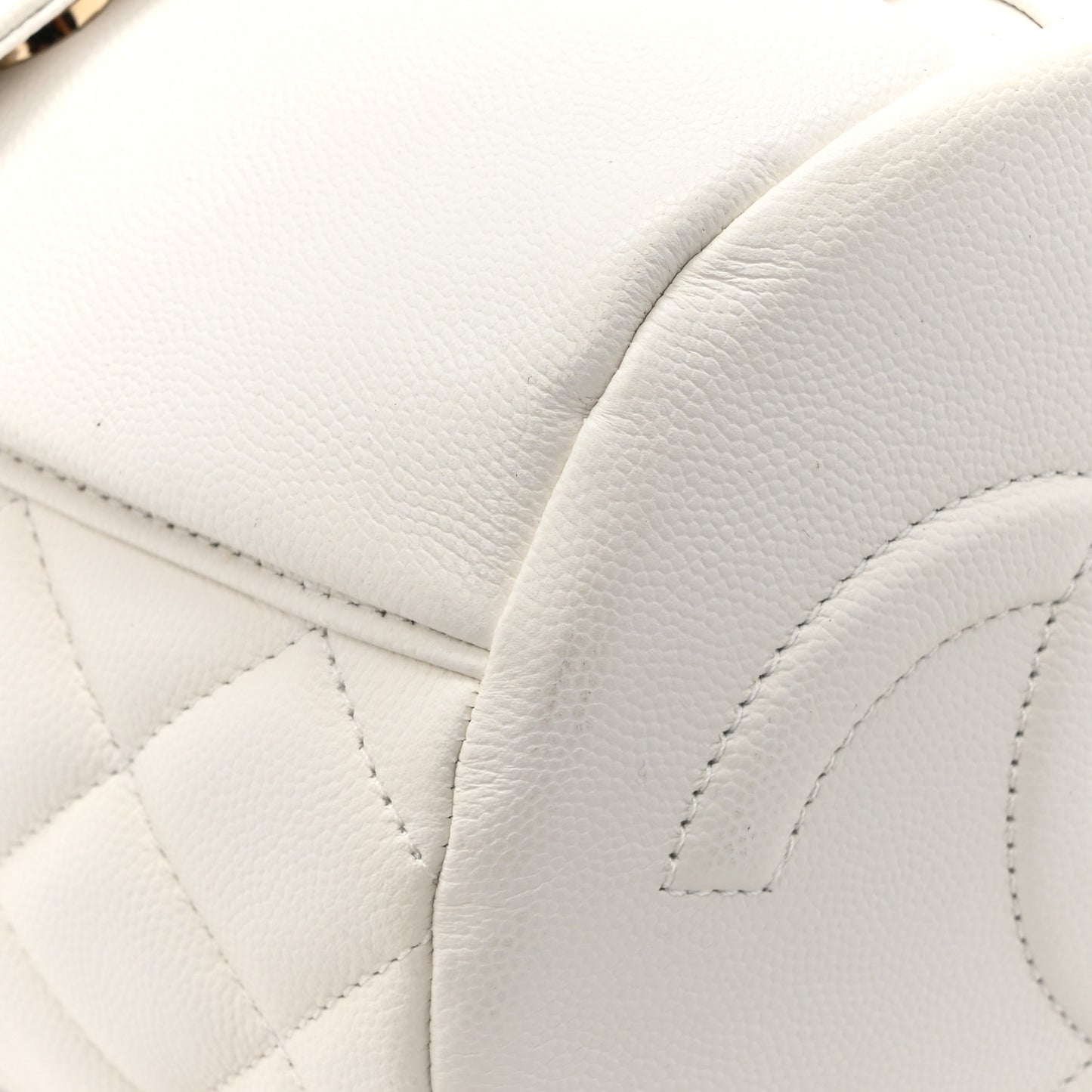 Caviar Quilted Pockets Backpack White
