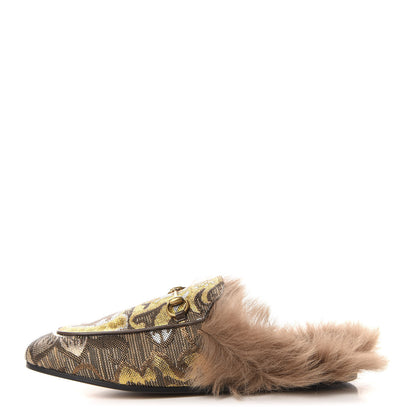 Gucci Brocade Fur Womens Princetown Slippers 39.5 1 of 9