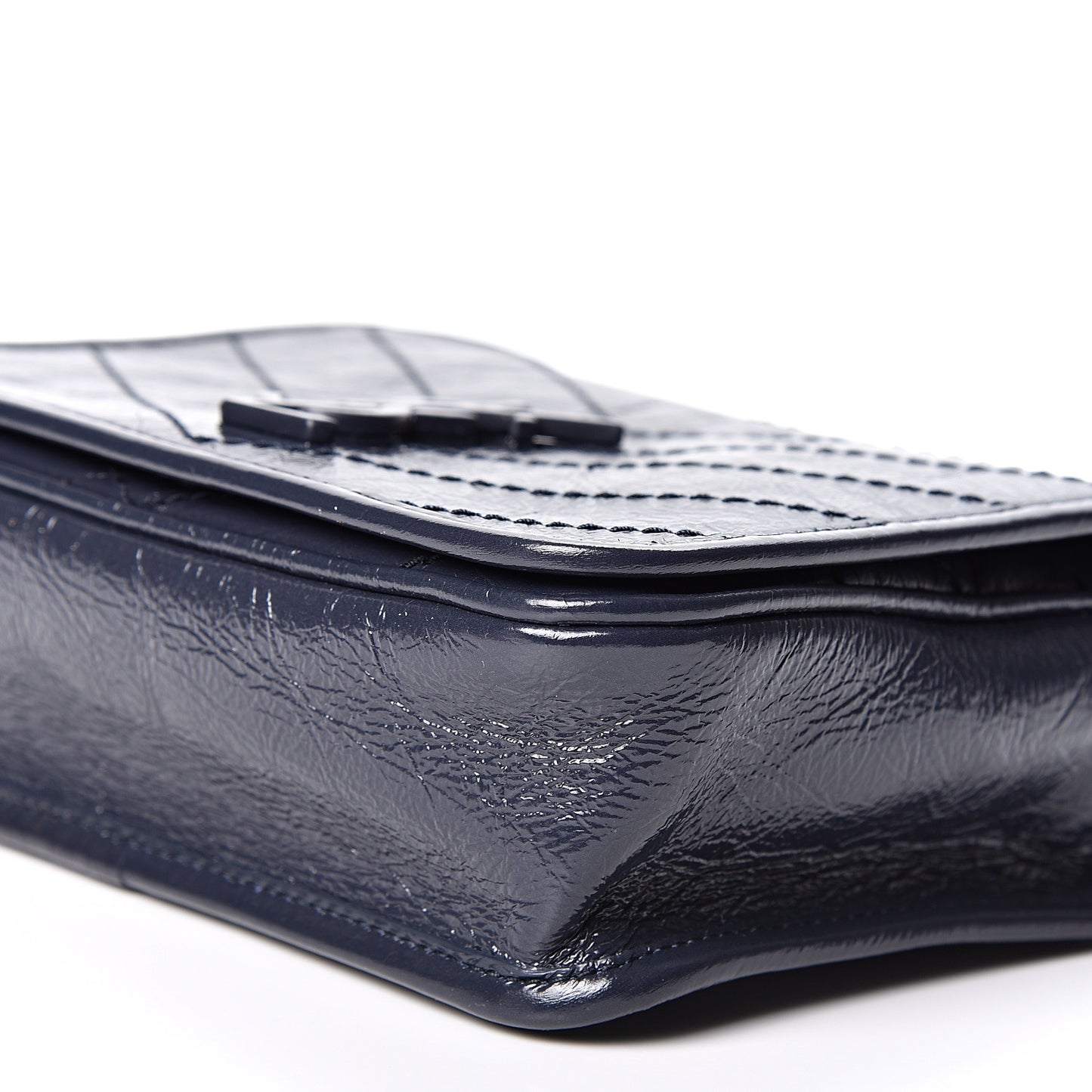 Crinkled Calfskin Matelasse Monogram Niki Chain Wallet Deep Marine