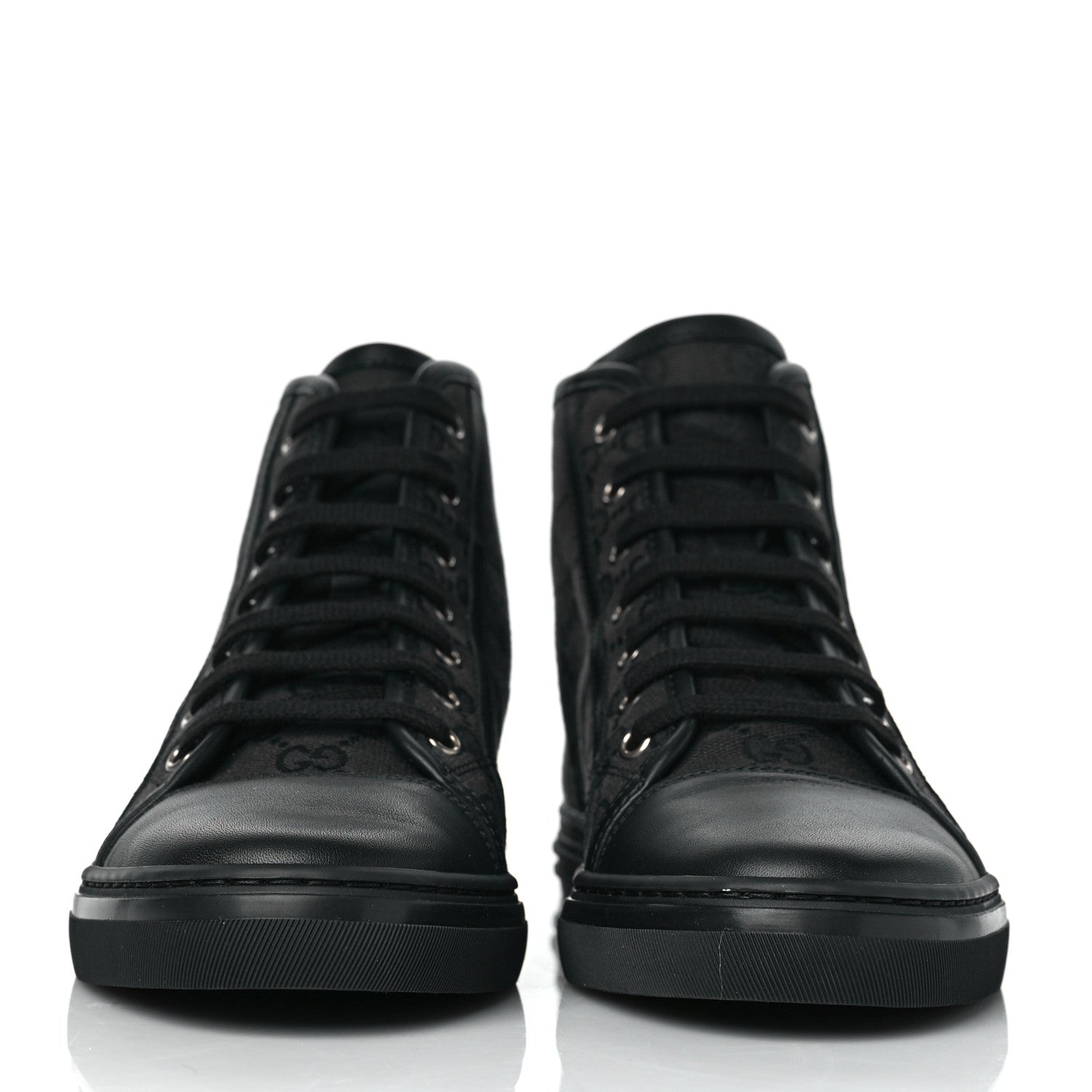 Gucci Monogram High Top Sneakers 37.5 Black 2 of 9