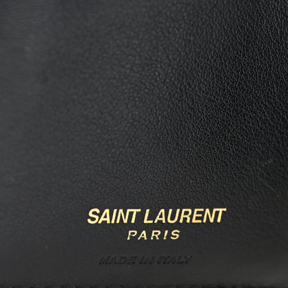 Saint Laurent Shiny Calfskin Crocodile Embossed Monogram Uptown Compact Wallet Black 6 of 7