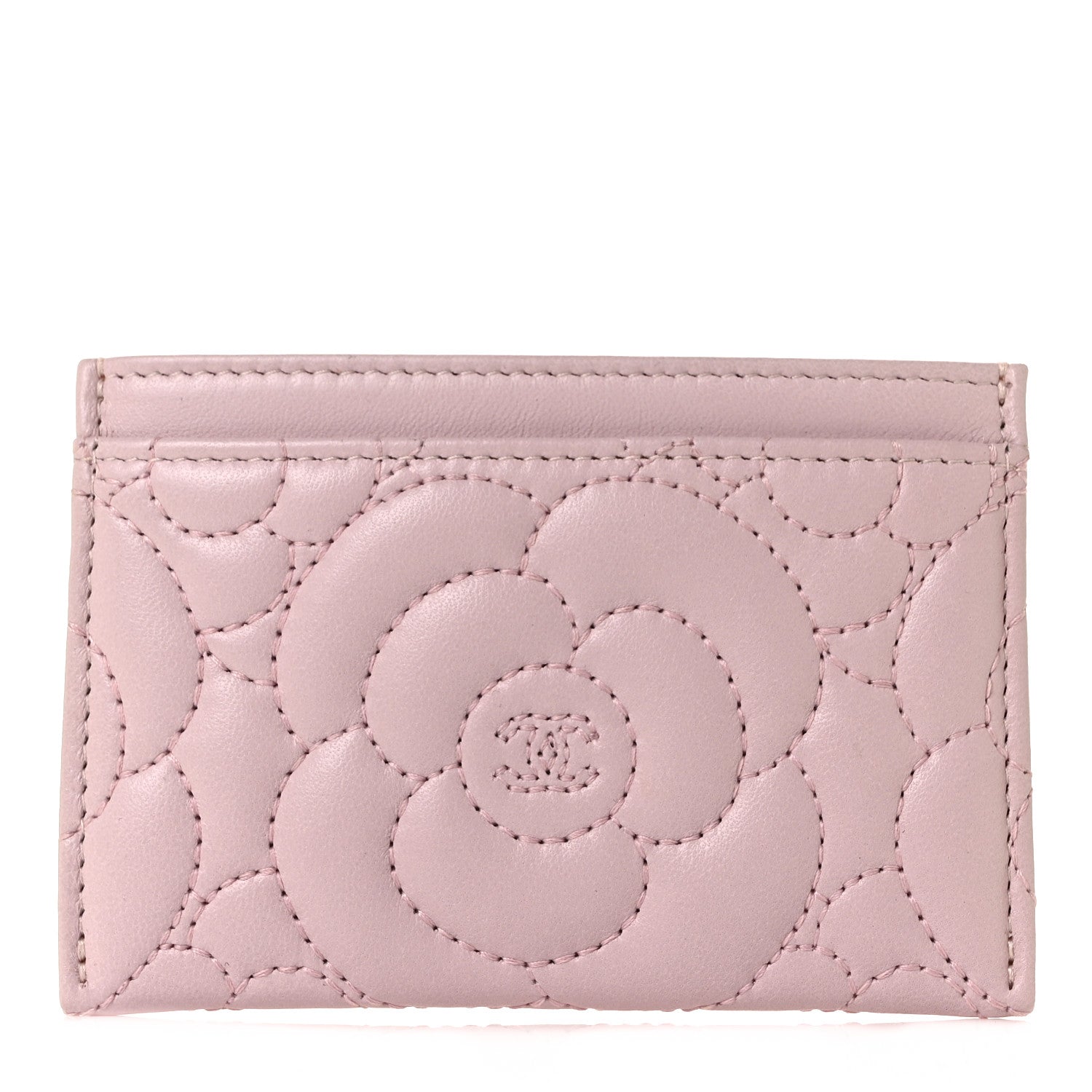 Chanel Lambskin Camellia Embossed Card Holder Pink 1 of 11
