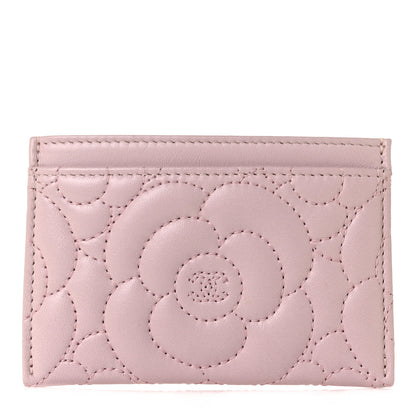 Chanel Lambskin Camellia Embossed Card Holder Pink 1 of 11