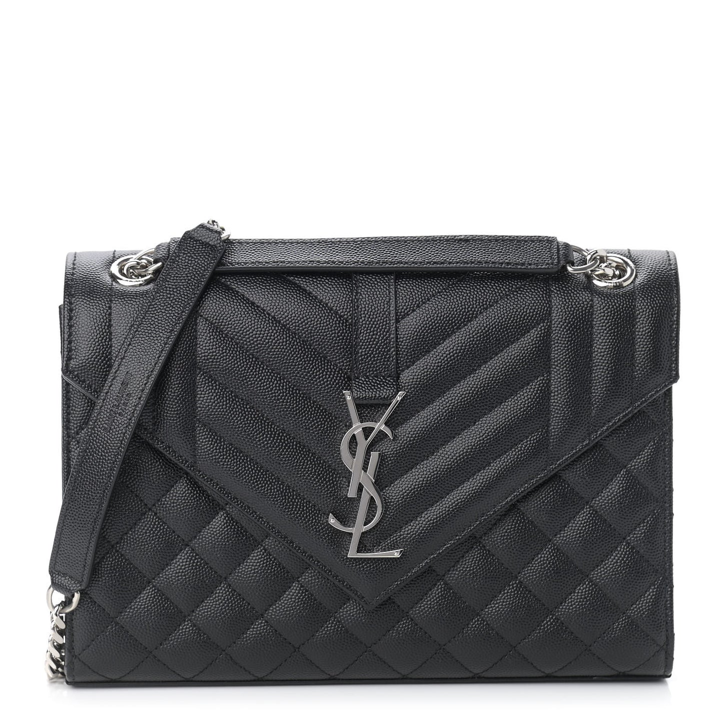Grain De Poudre Textured Mixed Matelasse Triquilt Medium Monogram Satchel Black