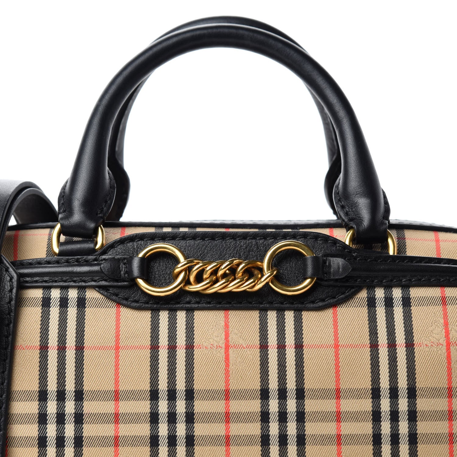 Burberry Smooth Calfskin 1983 Knight Check Link Bowling Bag Black 10 of 10