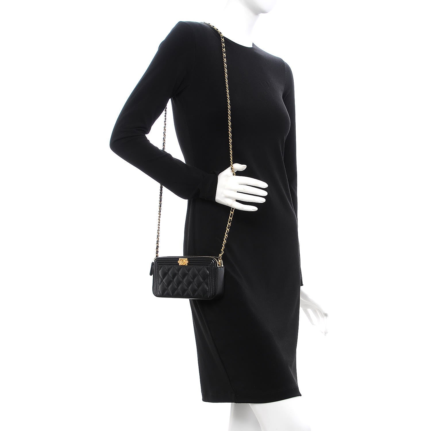 Chanel Caviar Quilted Small Boy Clutch With Chain Black 2 of 10