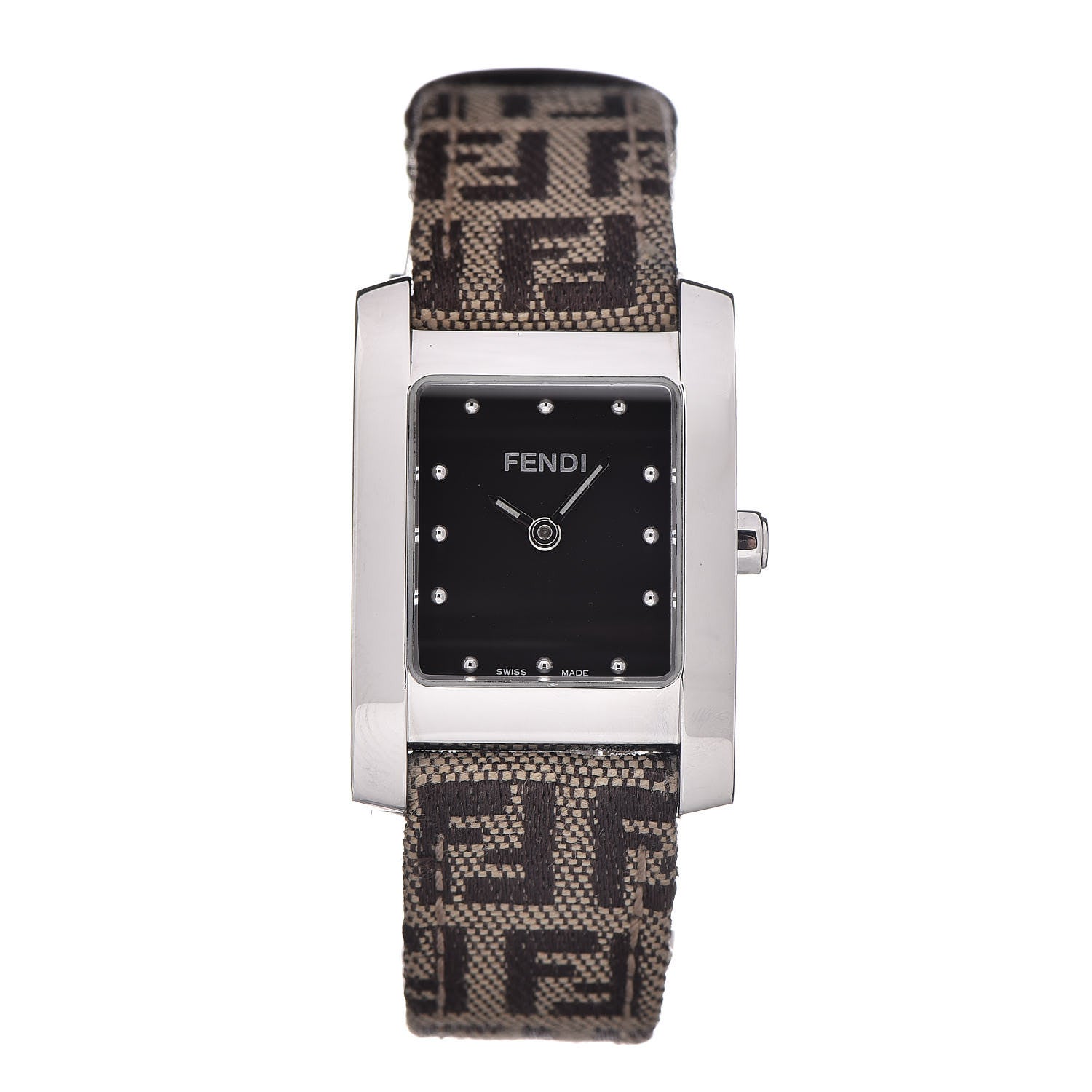 Fendi Stainless Steel Canvas 22mm Quartz Watch Black 1 of 8