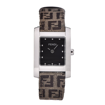 Fendi Stainless Steel Canvas 22mm Quartz Watch Black 1 of 8