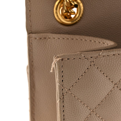 Saint Laurent Grain De Poudre Textured Mixed Matelasse Medium Triquilt Monogram Satchel Dark Beige 11 of 15