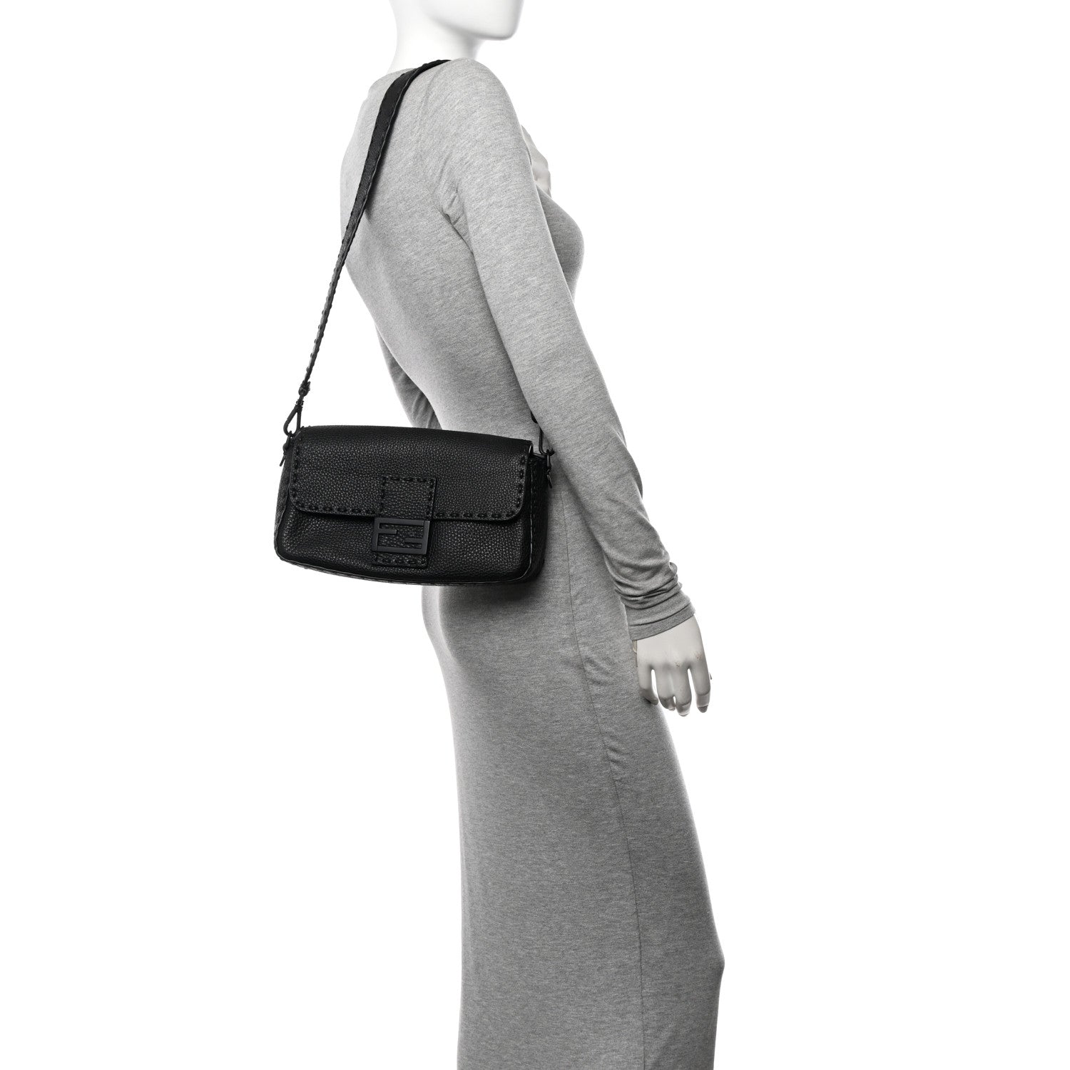 Fendi Cuoio Romano Selleria Baguette Black 2 of 11