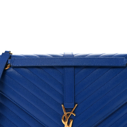 Saint Laurent Grain De Poudre Matelasse Chevron Large Monogram Satchel Blue Majorelle 7 of 9