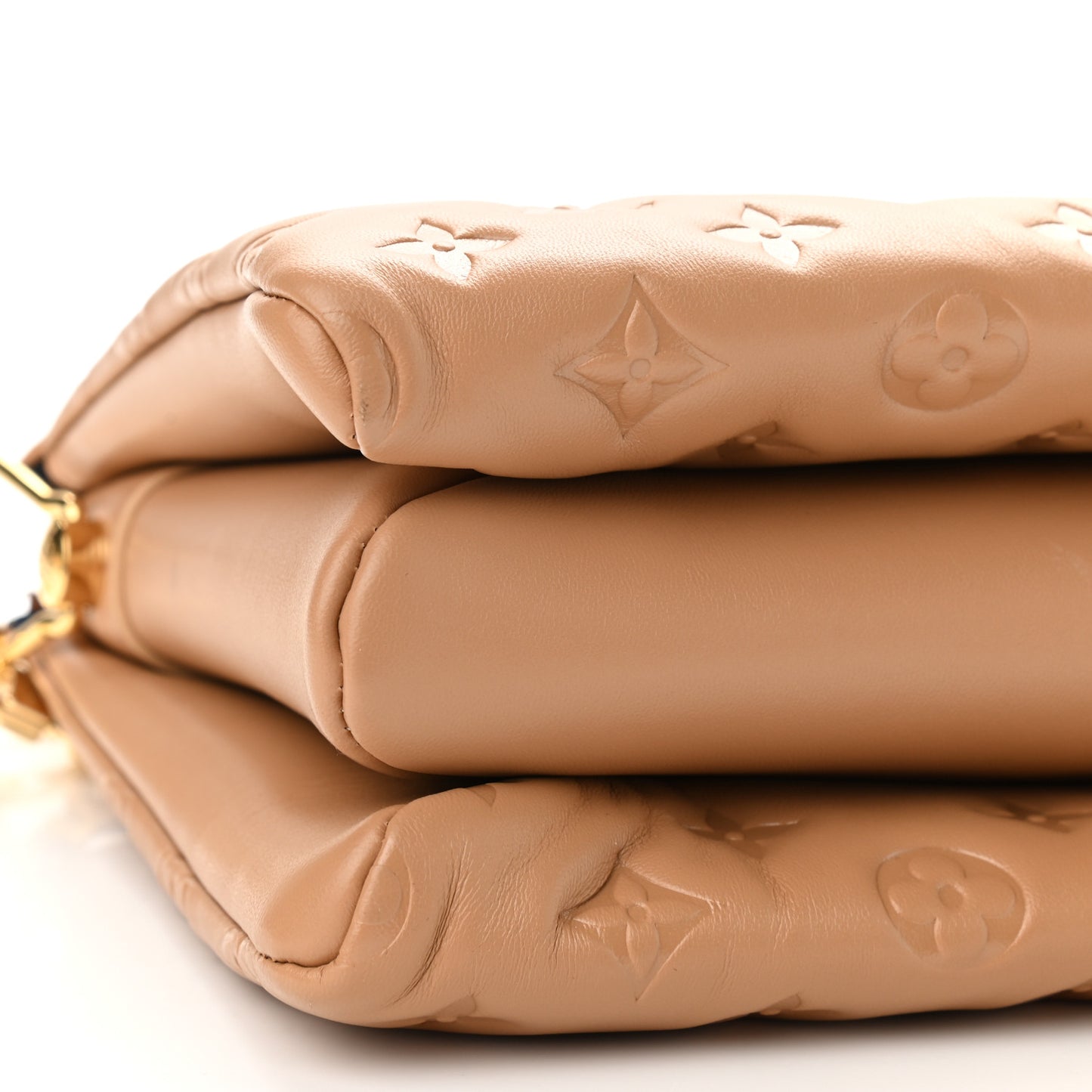 Lambskin Embossed Monogram Coussin PM Camel