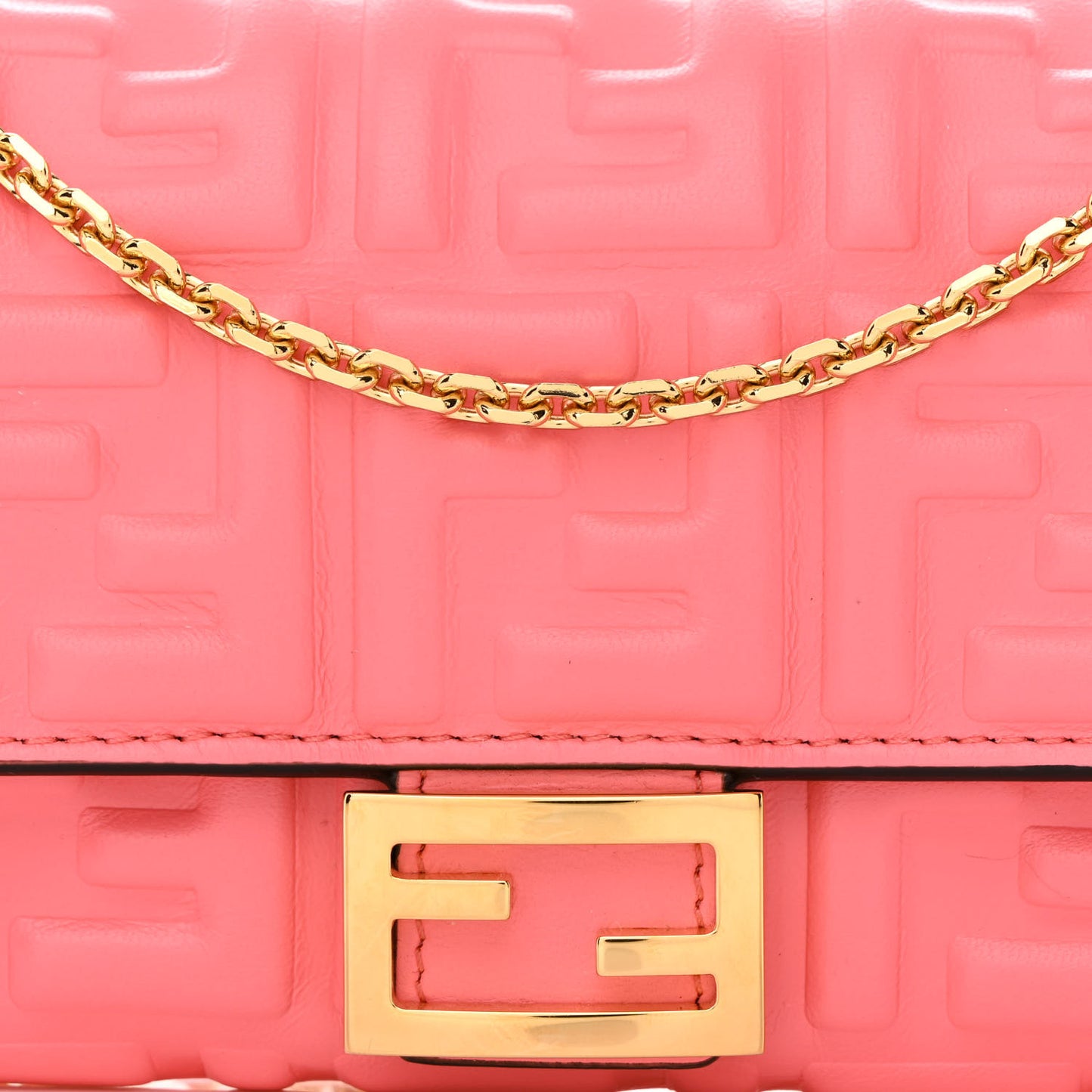 Nappa Matisse FF Embossed Continental Wallet On Chain Pink Dalia
