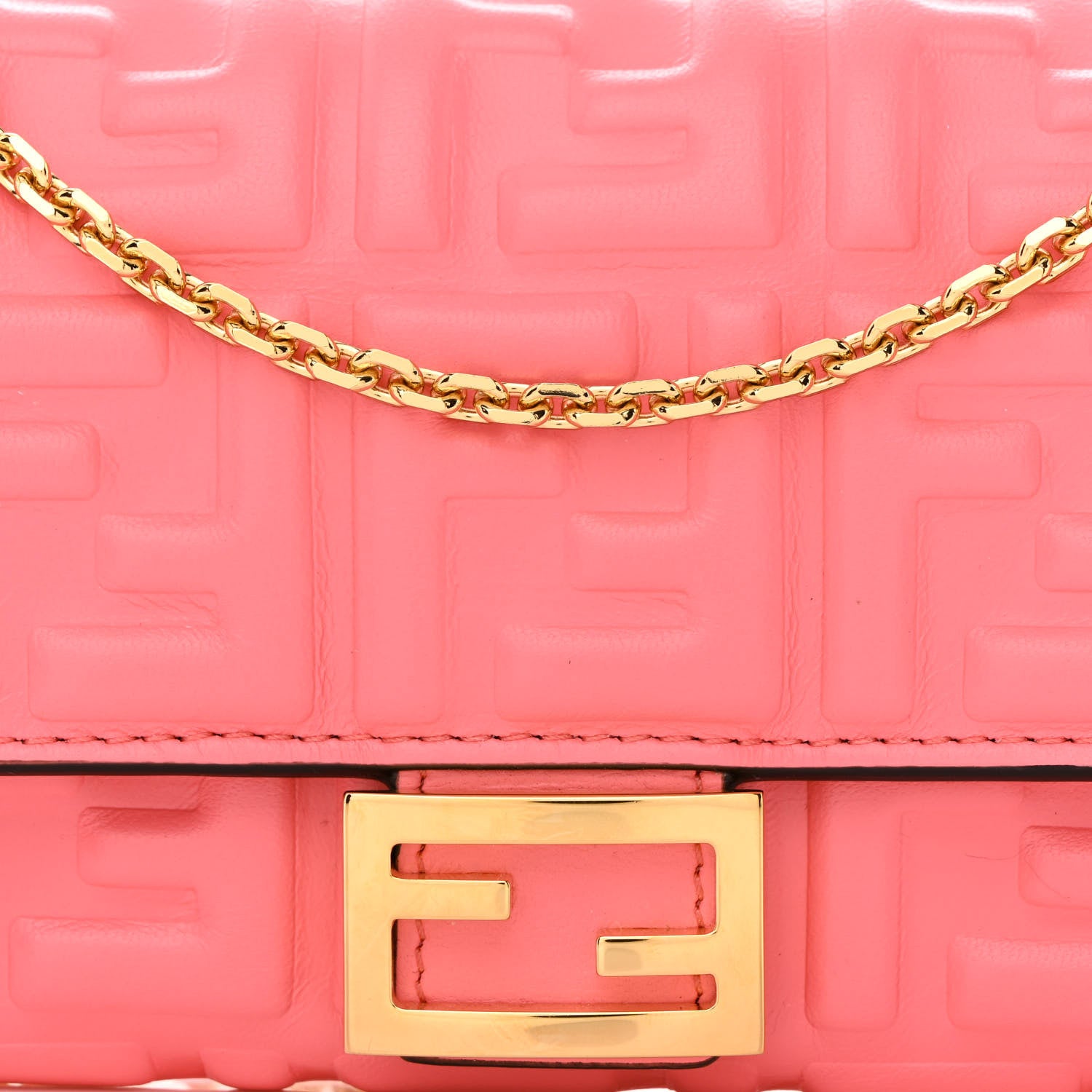 Fendi Nappa Matisse FF Embossed Continental Wallet On Chain Pink Dalia 8 of 11
