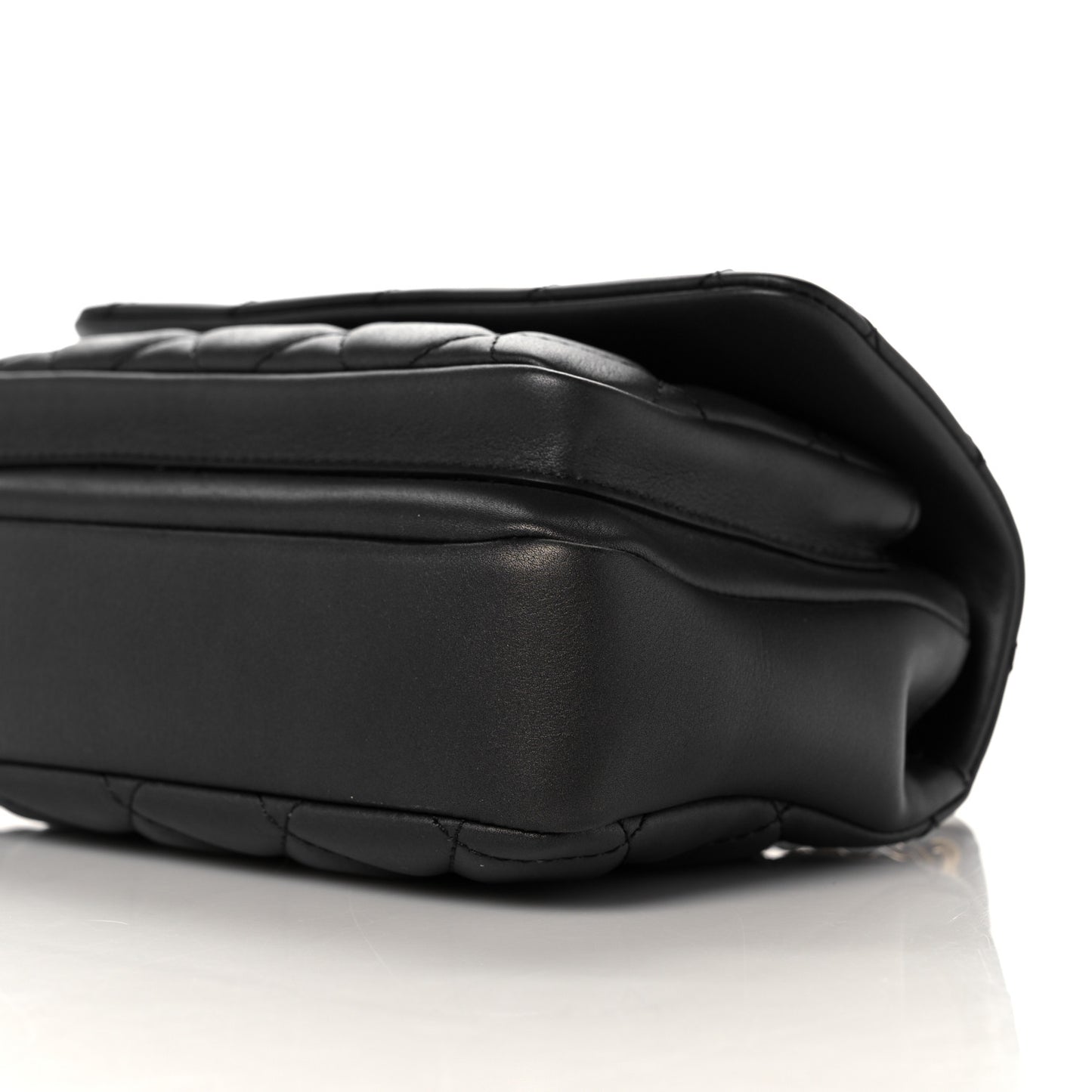 Calfskin Quilted Top Handle Flap Black