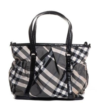 Burberry Nylon Beat Check Diaper Bag Black 1 of 11